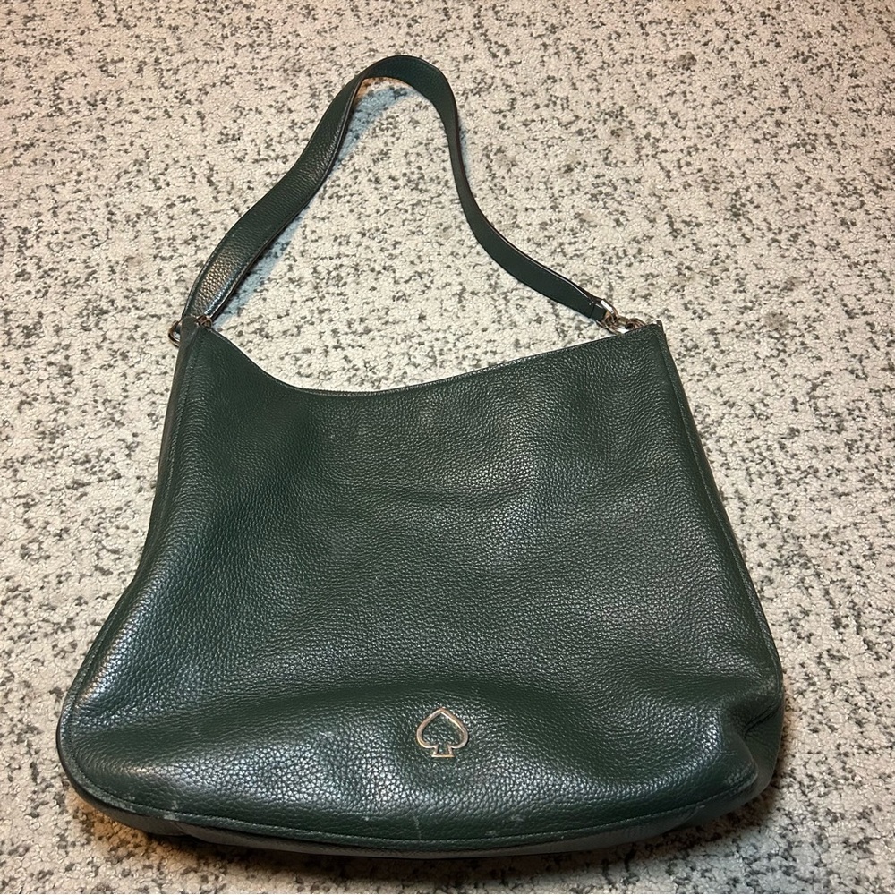 Kate Spade Lelia Green Leather Dual Compartment Shoulder Bag